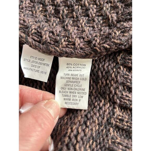 JB Holt Medium Pullover Men’s Knit Sweater Gray Cream 1/4 Toggle Kangaroo Pocket - Picture 8 of 9